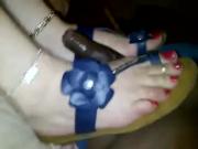 Interracial footjob gets faster and faster