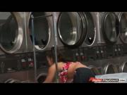 Morgan sucks cock at a laundromat