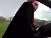 Pretty teen Ella Hughes hitches a ride and fucks the strangers