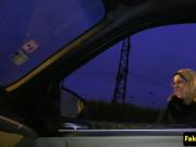 Hitchhiking eurobabe creampied in car