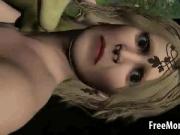 3D blonde elf fucked in the woods by a goblin