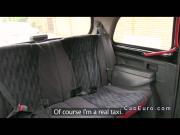 Redhead upskirt flashing in fake taxi
