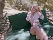 Horny Kennedy Kressler gets her pussy fucked hard outdoors