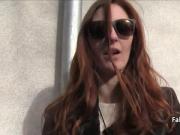 Redhead gal got facial outdoor