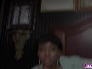 Blowing ebony teen jizz