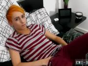Gay twink boys small Bright orange haired Leo Quin joins us in the
