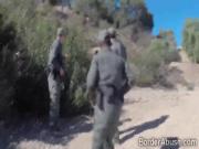 Black border officer stretches a sweet booty Latinas pussy