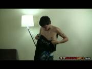 Justin loves to put lotion and stroke his smooth bare feet