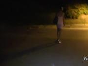 Mature blonde fucked in public