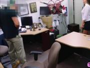 Tall lovely brunette gets super hardcore in the shop and get fucked in doggystyle