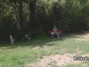 Fucking cute blonde in park for money