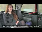 Long haired amateur bangs in British fake taxi