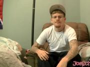 Tattoed Ivy jerks off his cock and drains his balls of cum