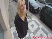 Picked up czech babe gives public blowjob