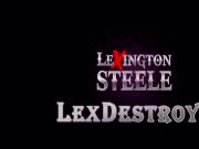 Petite squirter Vyxen Steel gets banged hard by Lexington Steele