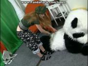 Fun sex play with huge panda toy