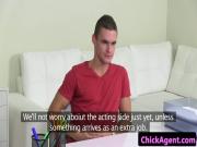 Real casting agent pussylicked and fucked