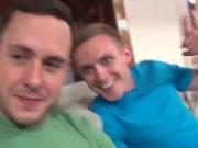 Three handsome dudes record their bareback fuck session