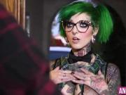 Punk girl with glasses Sydnee rides hard prick like a pro