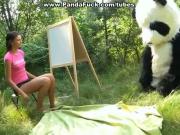 sex in the woods with a huge toy panda