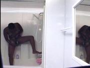 Horny dude is given a suck on penis in the bathroom by hot ebony lips
