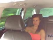 Busty teen fucks and wanks in taxi