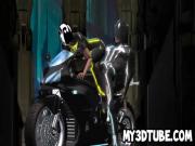 3D cartoon Tron babe getting fucked on a motorcycle