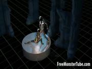 3D Tron babe sucking cock and getting fucked hard