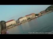 Sexy blonde picked on a embankment and fucked publicly