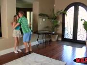 Samantha teaching her stepdaugher how to suck and fuck