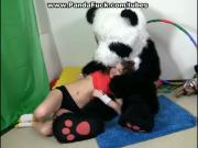 Sporty sexy teen fucks with funny Panda