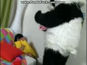 Panda toy fucks a cute teenage girl