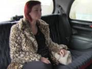 Blackmailed redhead bangs fake taxi driver