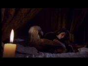 Sluts in lingerie fuck each other in bed by candlelight