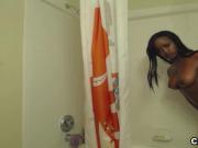 Ebony girl showers her big ass