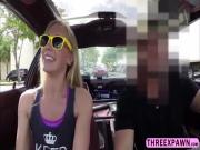 Skinny hardcore blonde babe is giving awesome bj inside her car