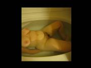 Chubby girl with big tits and hairy pussy in bath tub