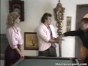 Strong orgasm on the billiard table