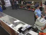 Uniform latina pawner doggystyled for money