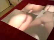 Multicamera tribute cumshot over a collection of online pussy pics