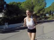 Hot Jogger Katerina Shows Off Her Huge Tits