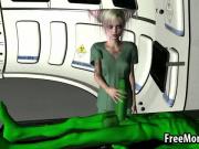 Inked 3D babe sucks cock and gets fucked by an alien