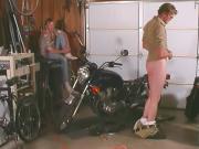 Gay stud jerks off in garage