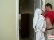 Cougar stepmom fucks young couple