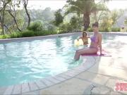 Natural babes Dana DeArmond and Abella Dangers fingers eachother by the pool