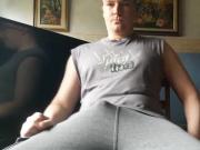Veli-Matti Lohiniva stroking his hard fat cock