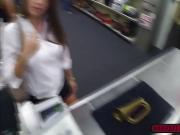 Brunette babe fucks in the pawnshop