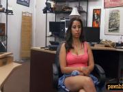 Lady flashes her boobs and pounded hard at the pawnshop