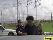 Black dude banging two busty cops