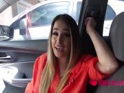 Lovely chick blowing dick in car